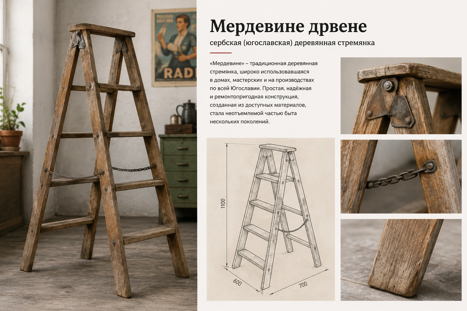 Сербская деревянная стремянка «как у сербов»: что это и где купить такую же